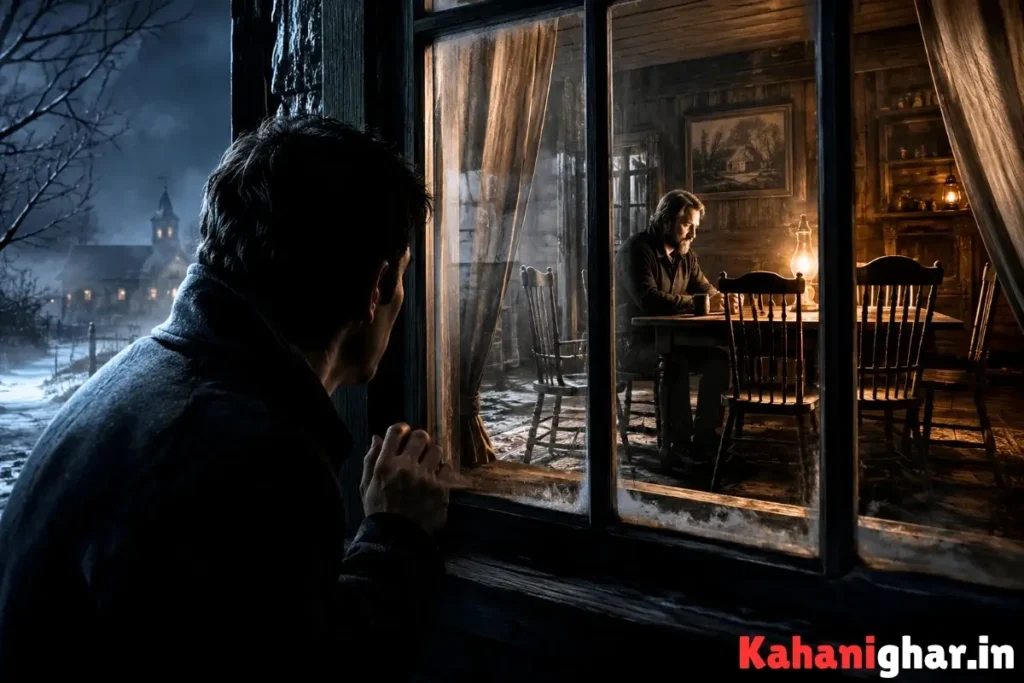 American Horror Story in Hindi - शेन बॉन्ड अपने सामने रखी तीन खाली कुर्सियों से बात करता हुआ रहस्यमयी दृश्य