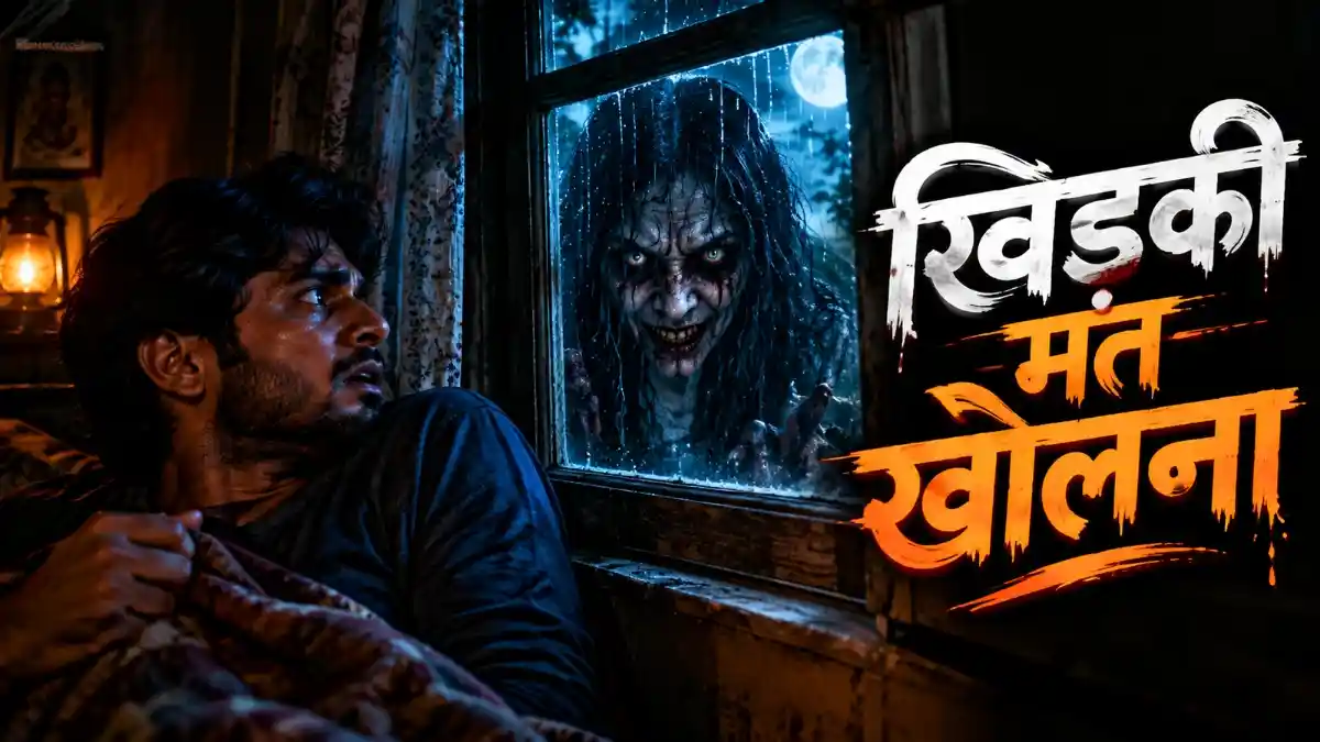 माँ ने मरने से पहले कहा था खिड़की मत खोलना — खिड़की के अंदर डरा हुआ 30 साल का रघु और बाहर डरावनी चुड़ैल का चेहरा
