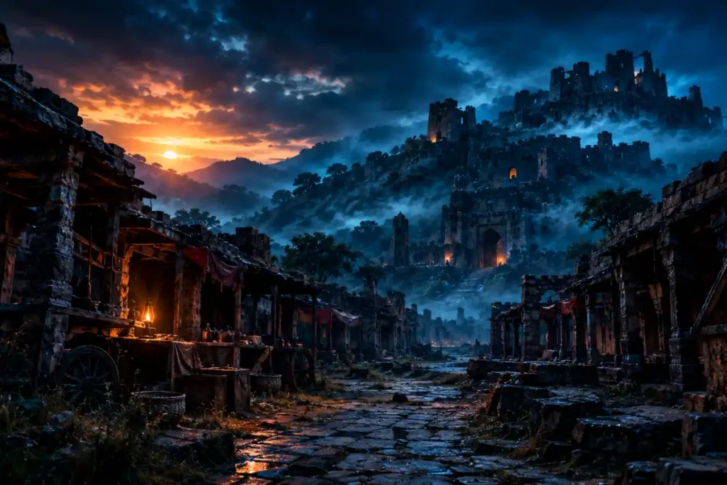 Bhangarh Fort Haunted Horror Story में सूर्यास्त के समय वीरान पत्थरों का बाज़ार और रहस्यमयी किले के खंडहर